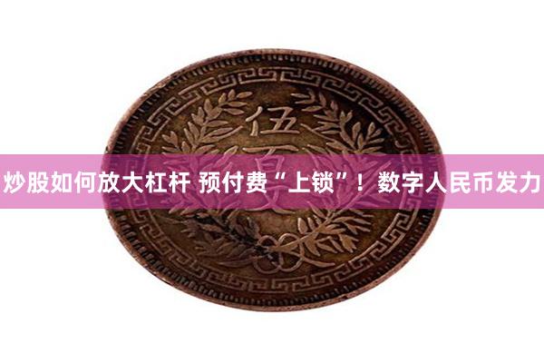炒股如何放大杠杆 预付费“上锁”！数字人民币发力