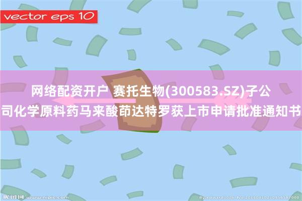 网络配资开户 赛托生物(300583.SZ)子公司化学原料药马来酸茚达特罗获上市申请批准通知书