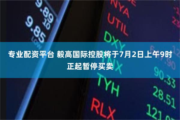 专业配资平台 毅高国际控股将于7月2日上午9时正起暂停买卖